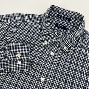 LINCS by David Chu Dress Shirt Men's Large Long Sleeve Button Down Blue Plaid